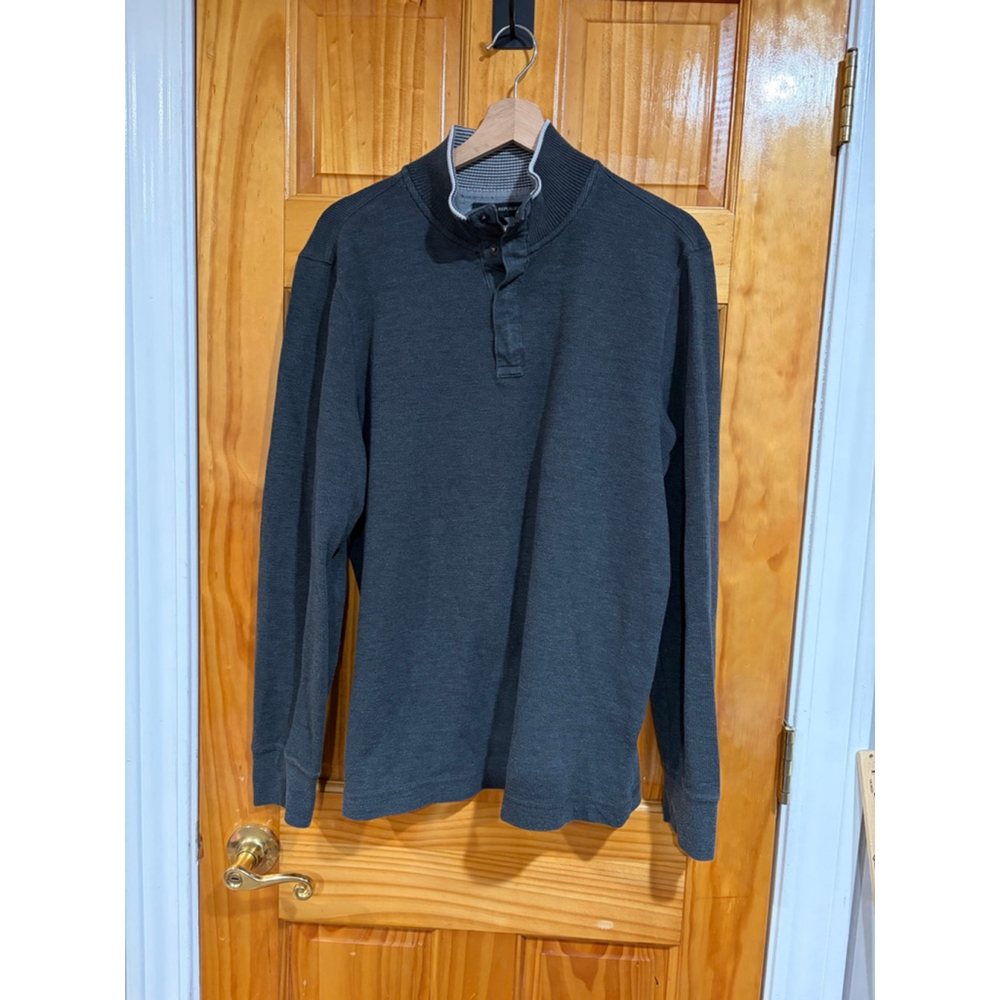 Banana Republic Charcoal Waffle Knit Long Sleeve Henley Sweater L